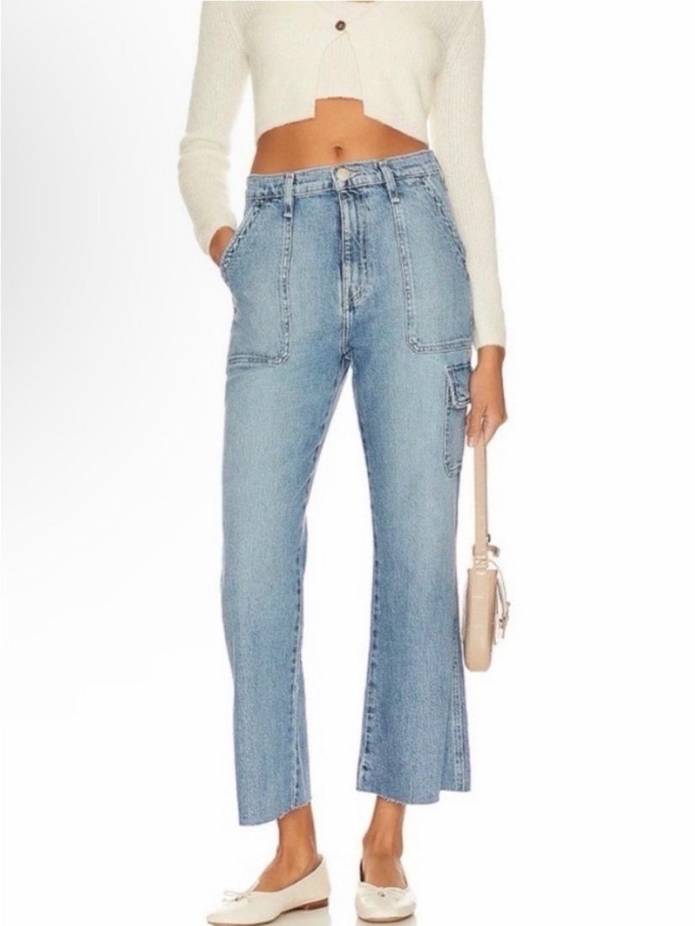 Hudson Jeans Light Blue High-Rise Flare Utility Jeans